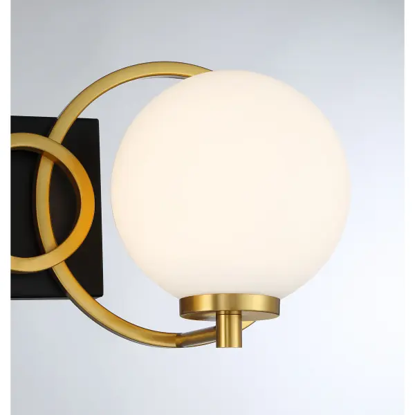 Alhambra 3-Light Bathroom Vanity Light in Matte Black with Warm Brass - Image 6