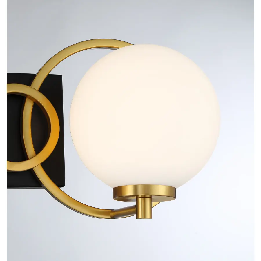 Alhambra 3-Light Bathroom Vanity Light in Matte Black with Warm Brass - Image 6