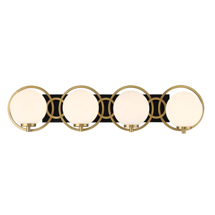 Alhambra 4-Light Bathroom Vanity Light in Matte Black with Warm Brass - Image 1