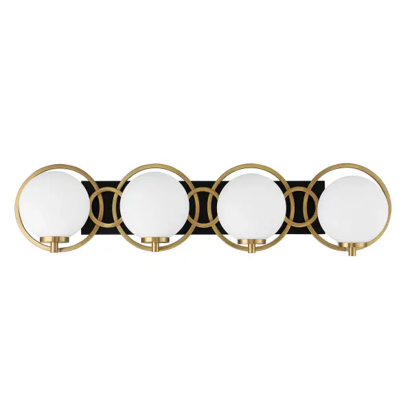 Alhambra 4-Light Bathroom Vanity Light in Matte Black with Warm Brass - alternate view