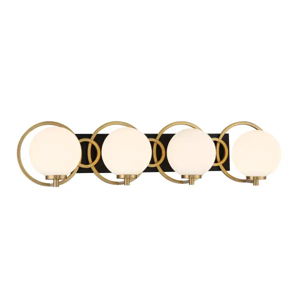 Alhambra 4-Light Bathroom Vanity Light in Matte Black with Warm Brass - Image 3