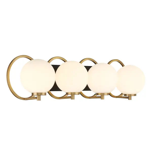 Alhambra 4-Light Bathroom Vanity Light in Matte Black with Warm Brass - Image 4