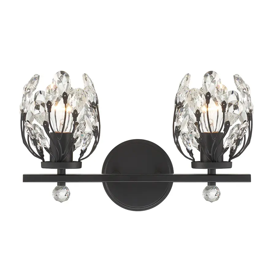 Moreno 2-Light Bathroom Vanity Light in Matte Black - Image 1