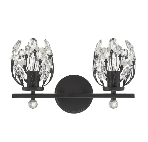 Moreno 2-Light Bathroom Vanity Light in Matte Black - alternate view