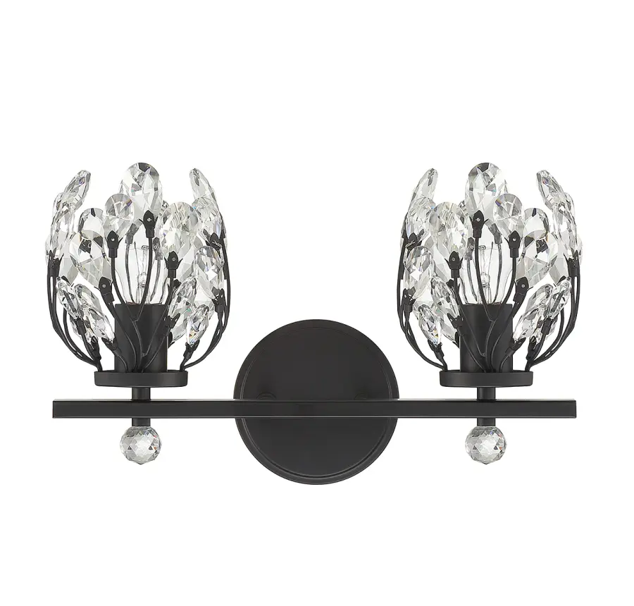 Moreno 2-Light Bathroom Vanity Light in Matte Black - Image 2