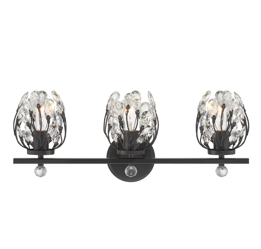 Moreno 3-Light Bathroom Vanity Light in Matte Black - Image 1