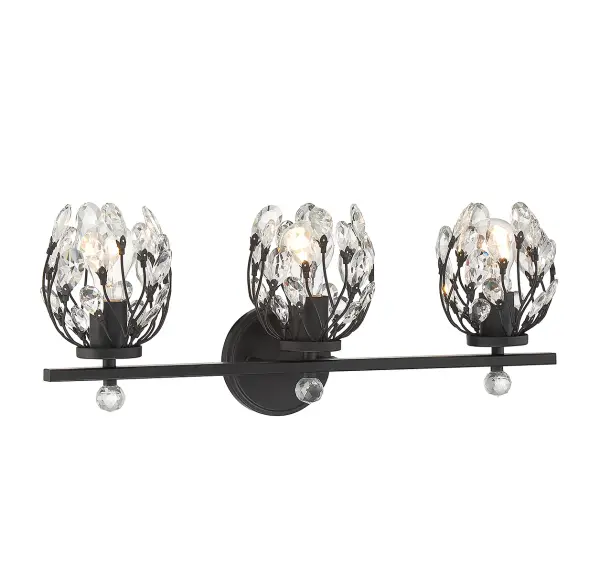 Moreno 3-Light Bathroom Vanity Light in Matte Black - Image 3