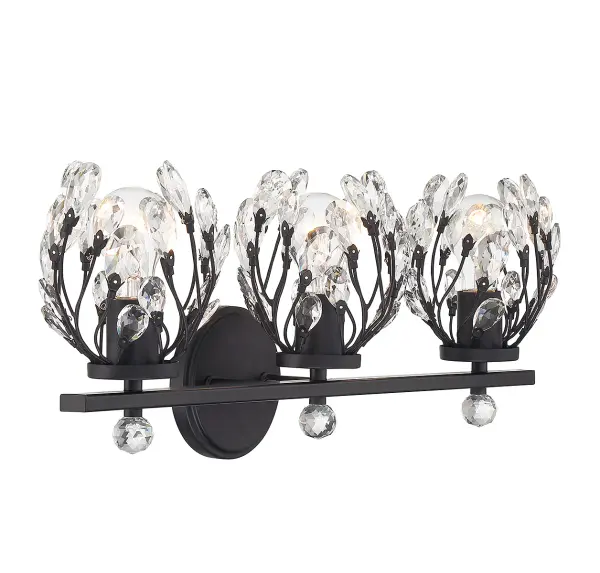 Moreno 3-Light Bathroom Vanity Light in Matte Black - Image 4
