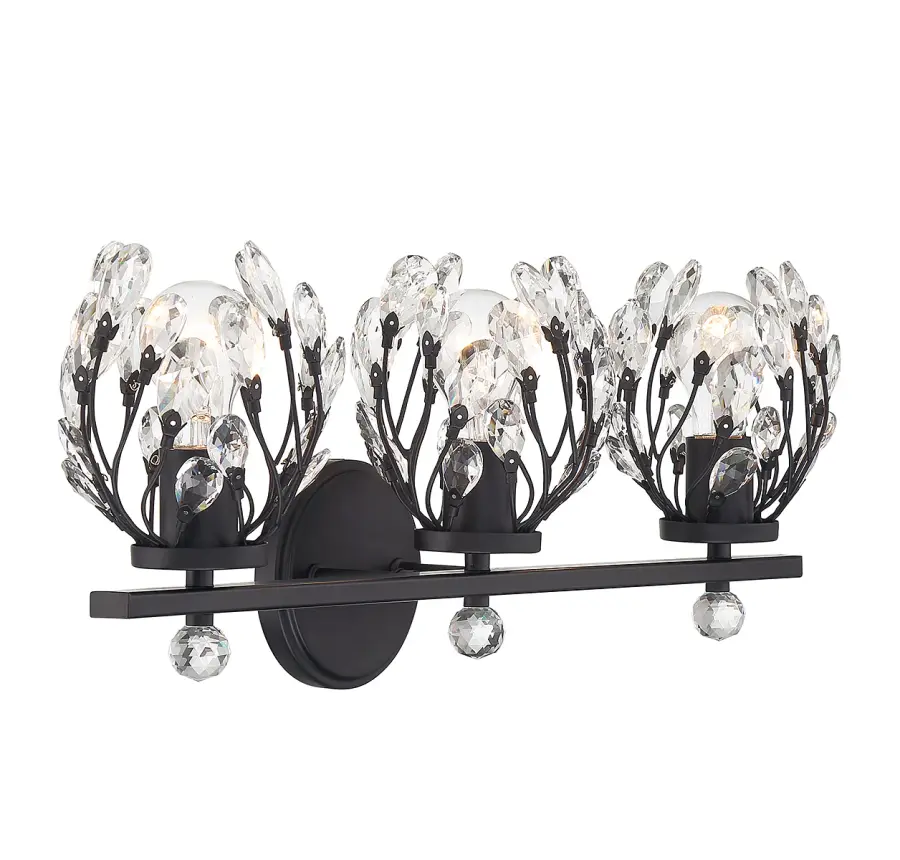 Moreno 3-Light Bathroom Vanity Light in Matte Black - Image 4