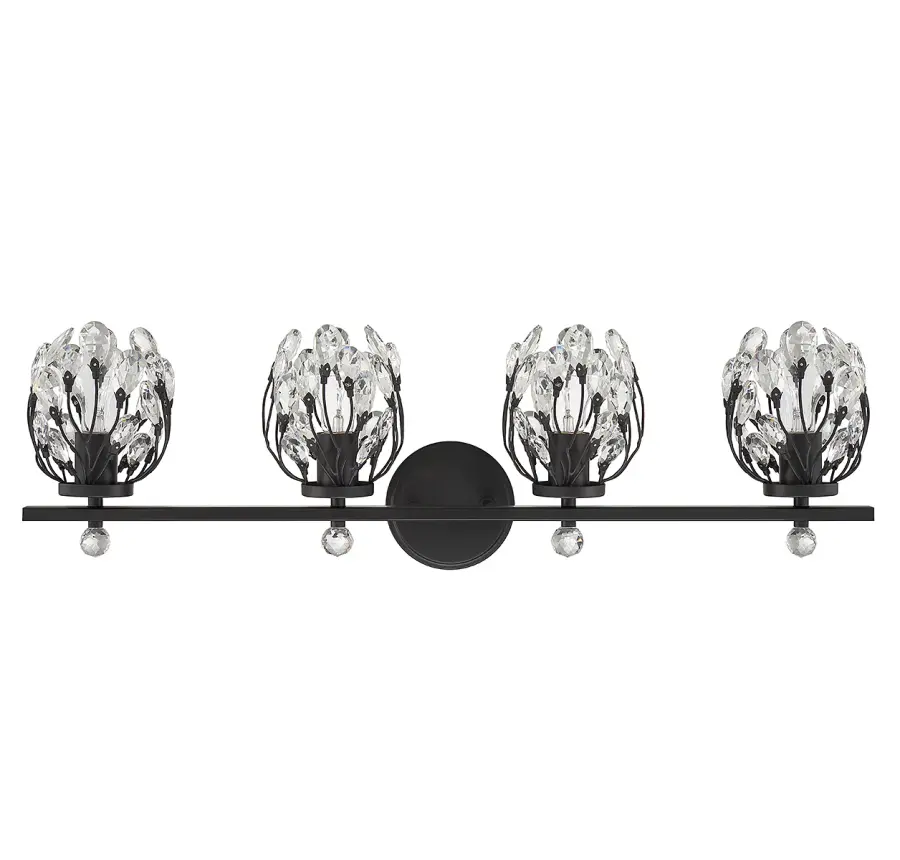 Moreno 4-Light Bathroom Vanity Light in Matte Black - Image 2