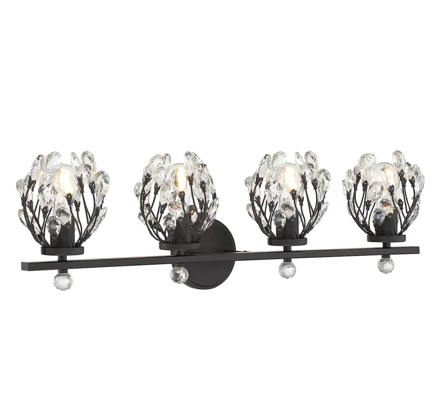 Moreno 4-Light Bathroom Vanity Light in Matte Black - Image 3