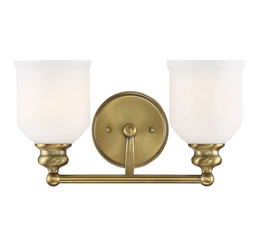 Melrose Two Light Bath Bar in Warm Brass