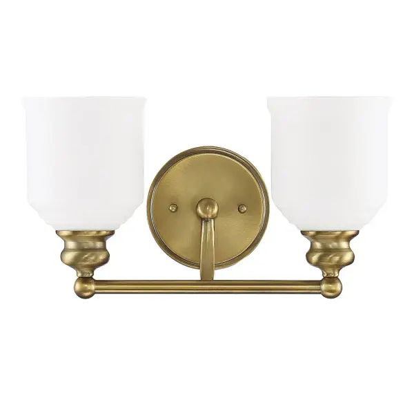 Melrose 2-Light Bathroom Vanity Light in Warm Brass - alternate view
