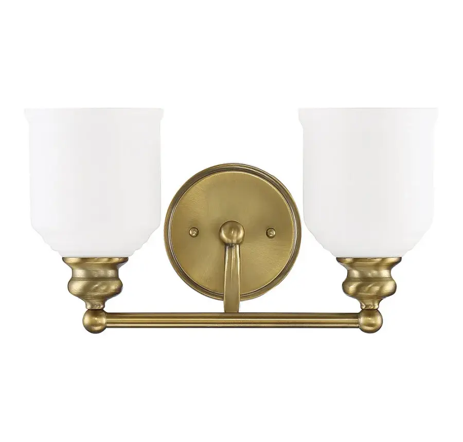 Melrose 2-Light Bathroom Vanity Light in Warm Brass - Image 2