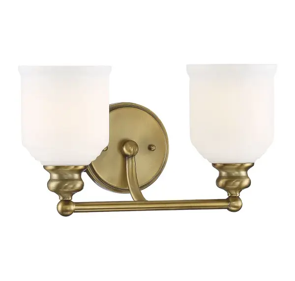 Melrose 2-Light Bathroom Vanity Light in Warm Brass - Image 3