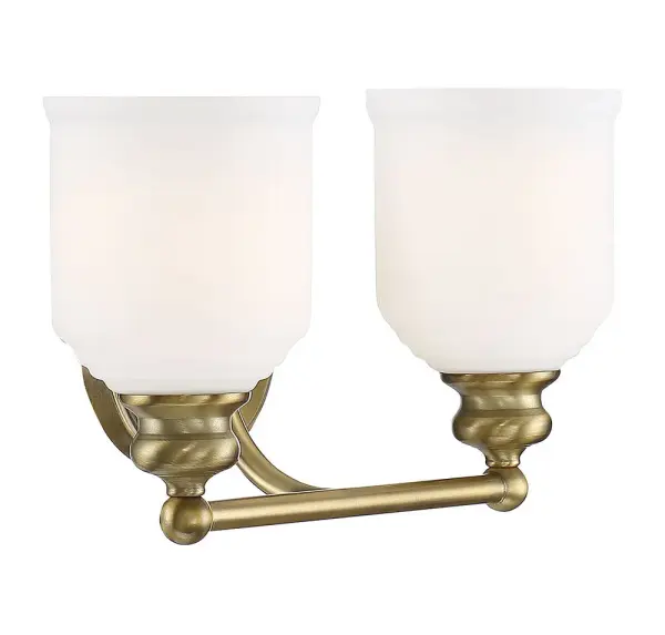 Melrose 2-Light Bathroom Vanity Light in Warm Brass - Image 4