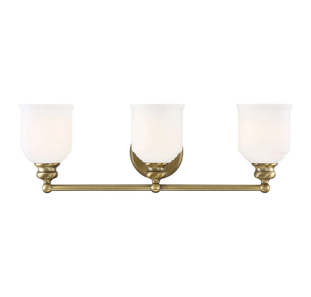 Melrose Three Light Bath Bar in Warm Brass