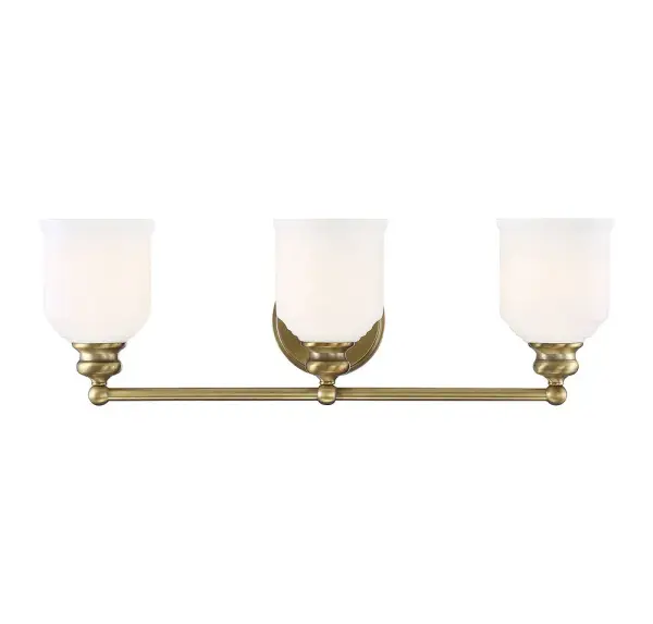 Melrose Three Light Bath Bar in Warm Brass - Image 1