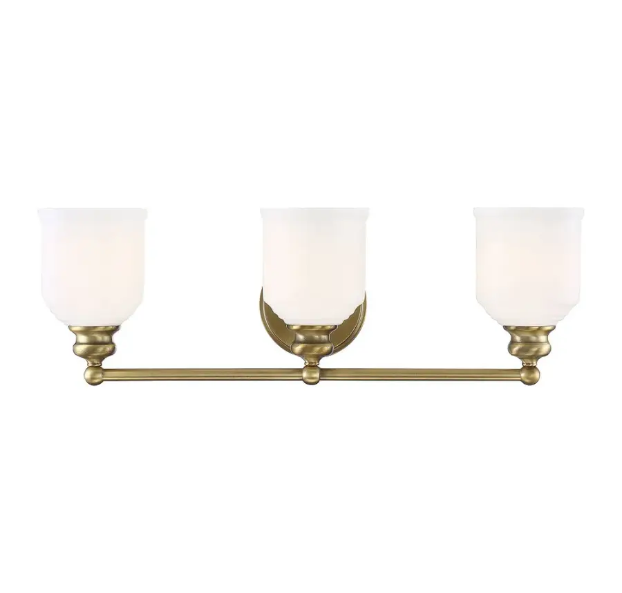 Melrose Three Light Bath Bar in Warm Brass - Image 1
