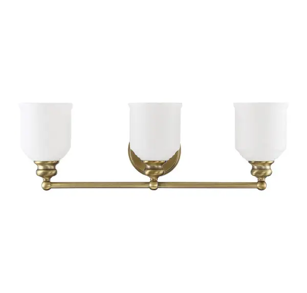 Melrose Three Light Bath Bar in Warm Brass - Image 2