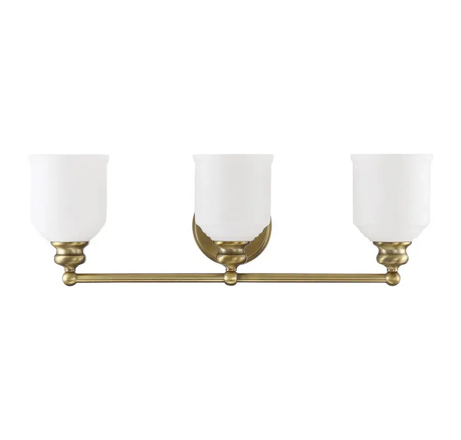 Melrose Three Light Bath Bar in Warm Brass - Image 2