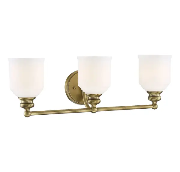 Melrose Three Light Bath Bar in Warm Brass - Image 3