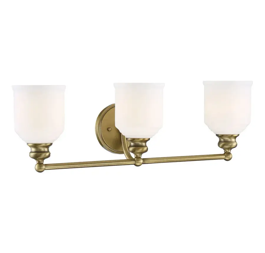 Melrose Three Light Bath Bar in Warm Brass - Image 3