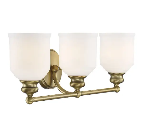 Melrose Three Light Bath Bar in Warm Brass - Image 4