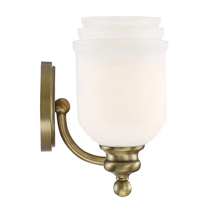 Melrose Three Light Bath Bar in Warm Brass - Image 5