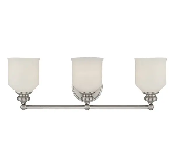 Melrose 3-Light Bathroom Vanity Light in Satin Nickel