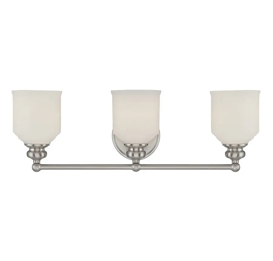 Melrose 3-Light Bathroom Vanity Light in Satin Nickel - Image 1