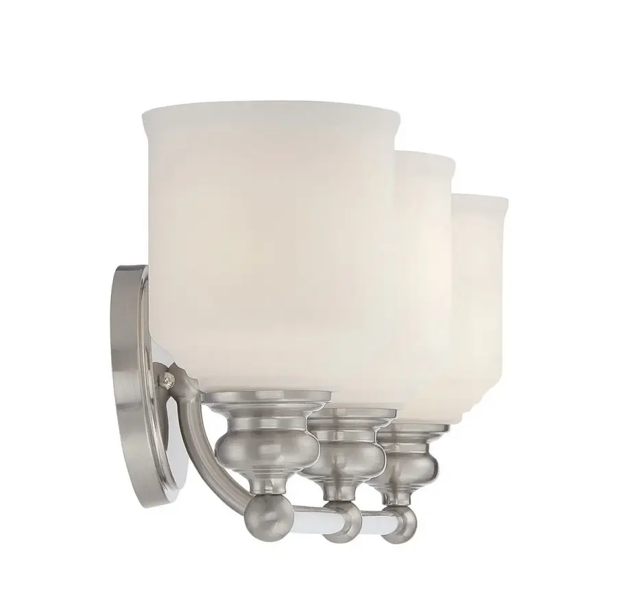 Melrose 3-Light Bathroom Vanity Light in Satin Nickel - Image 2