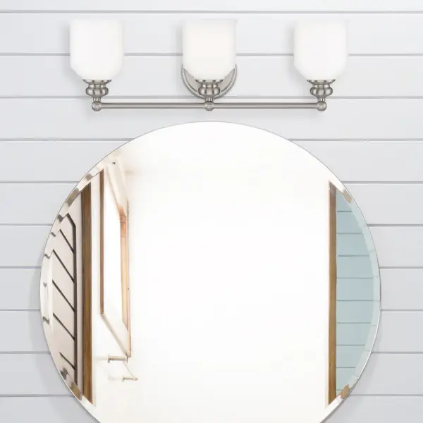Melrose 3-Light Bathroom Vanity Light in Satin Nickel - Image 3