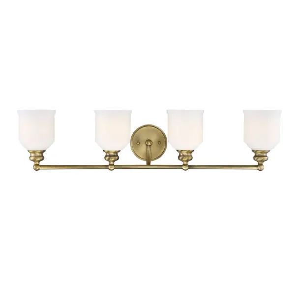 Melrose Four Light Bath Bar in Warm Brass - Image 1
