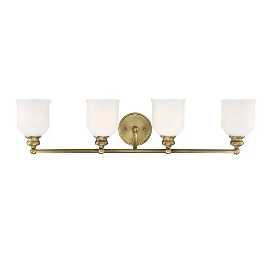 Melrose Four Light Bath Bar in Warm Brass - Image 1