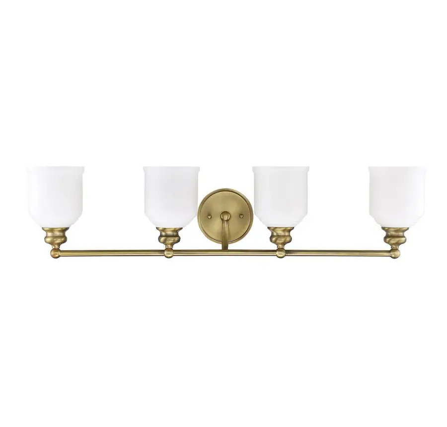 Melrose Four Light Bath Bar in Warm Brass - Image 2