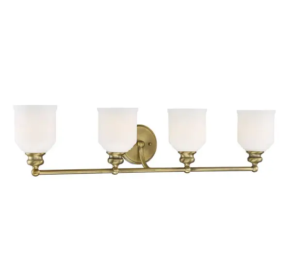 Melrose Four Light Bath Bar in Warm Brass - Image 3
