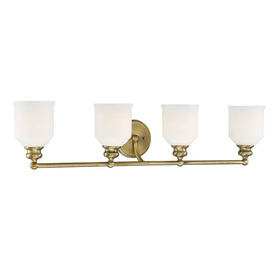 Melrose Four Light Bath Bar in Warm Brass - Image 3
