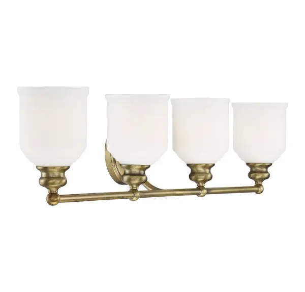 Melrose Four Light Bath Bar in Warm Brass - Image 4