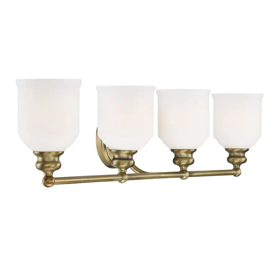 Melrose Four Light Bath Bar in Warm Brass - Image 4