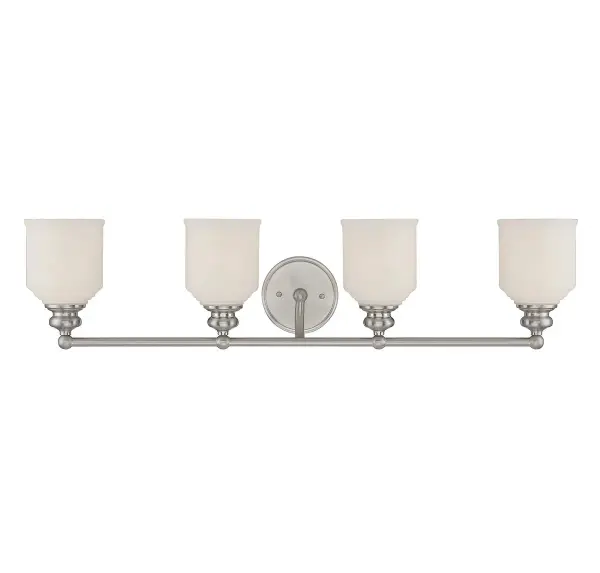 Melrose 4-Light Bathroom Vanity Light in Satin Nickel