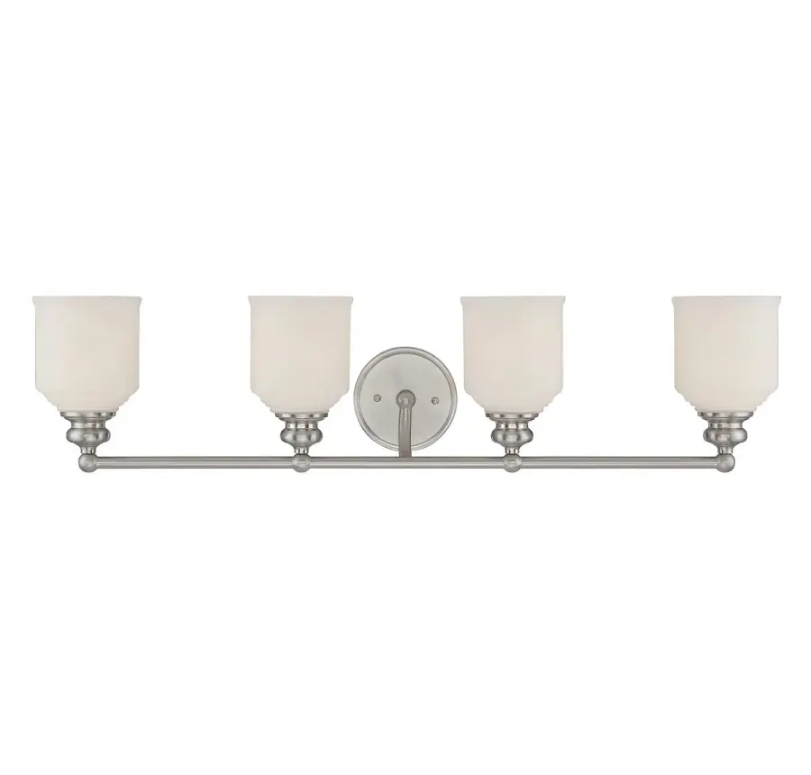 Melrose 4-Light Bathroom Vanity Light in Satin Nickel - Image 1