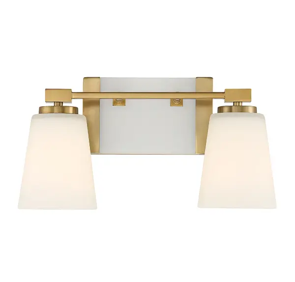 Darby 2-Light Bathroom Vanity Light in Warm Brass