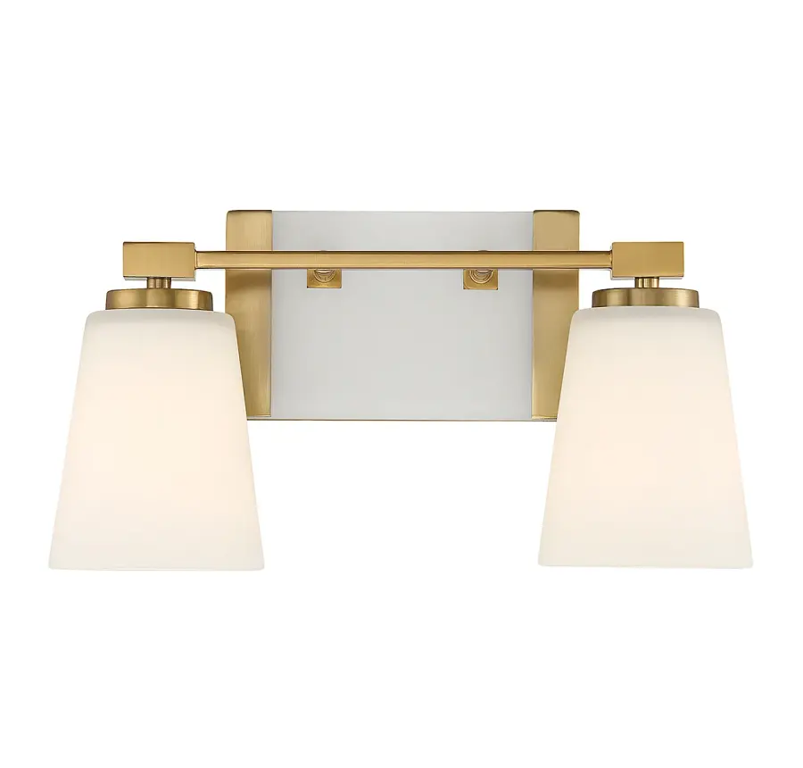 Darby 2-Light Bathroom Vanity Light in Warm Brass - Image 1
