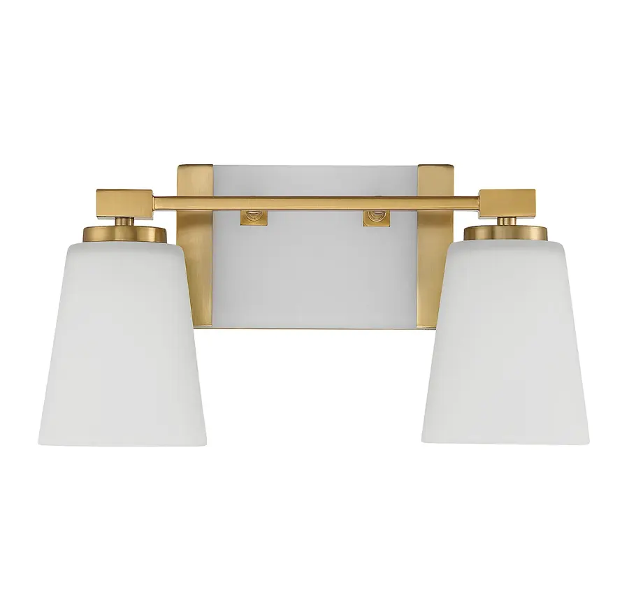 Darby 2-Light Bathroom Vanity Light in Warm Brass - Image 2
