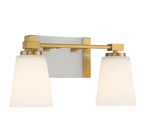 Darby 2-Light Bathroom Vanity Light in Warm Brass - Image 3
