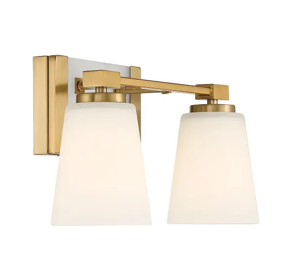 Darby 2-Light Bathroom Vanity Light in Warm Brass - Image 4