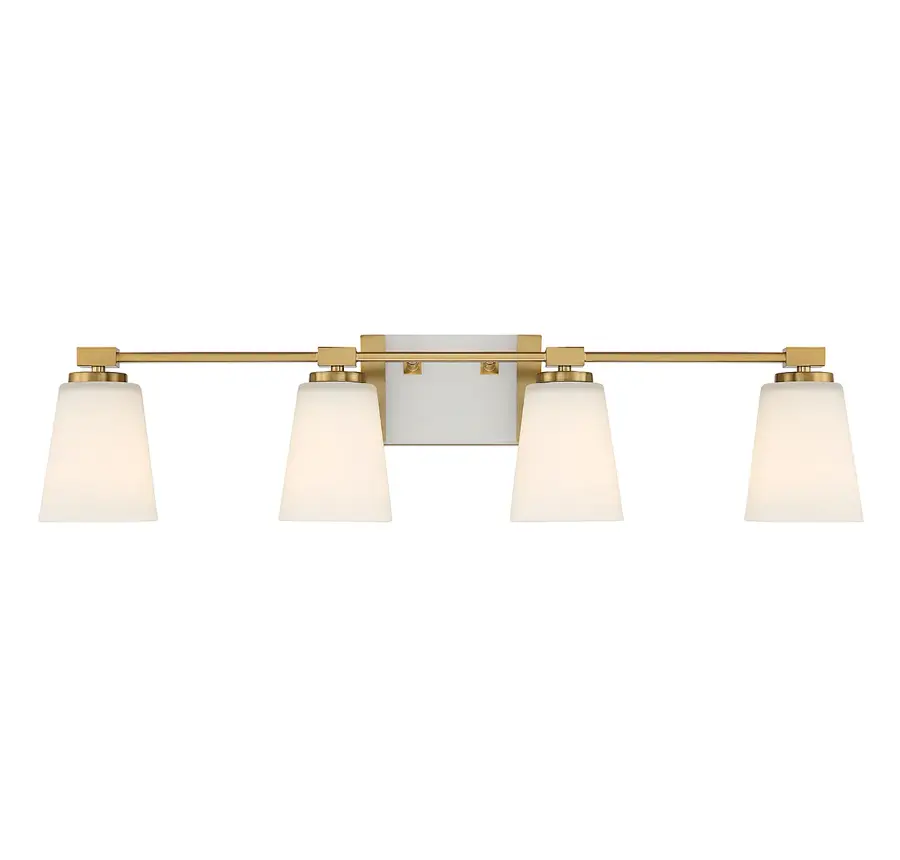 Darby 4-Light Bathroom Vanity Light in Warm Brass - Image 1