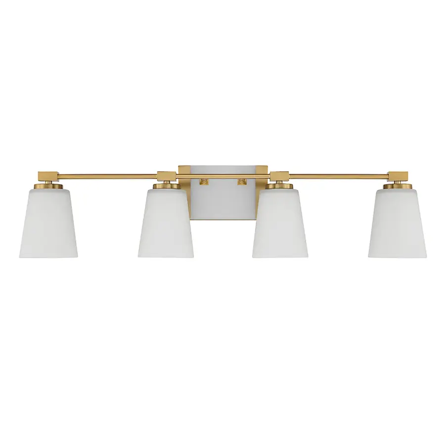 Darby 4-Light Bathroom Vanity Light in Warm Brass - Image 2