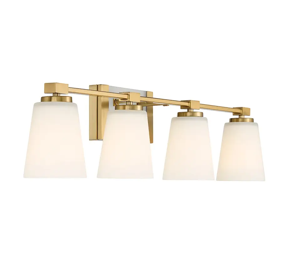 Darby 4-Light Bathroom Vanity Light in Warm Brass - Image 4